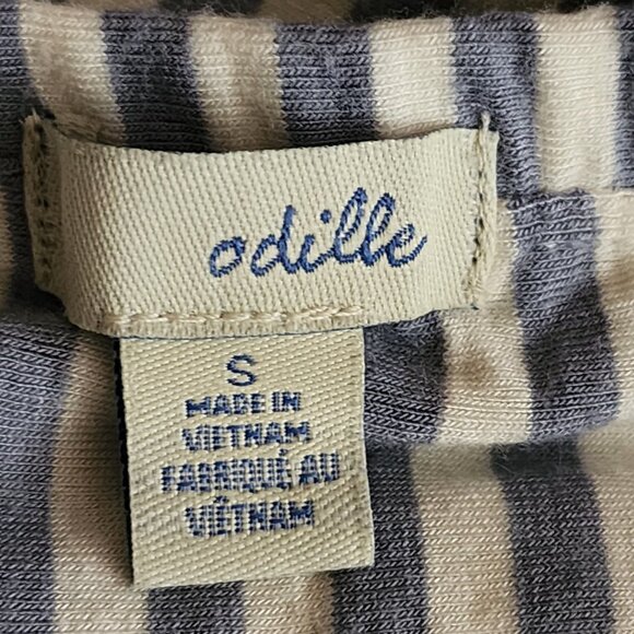 Odille Blue Gray Striped Jersey Knit Pull On Flowy Maxi Skirt - Picture 3 of 4